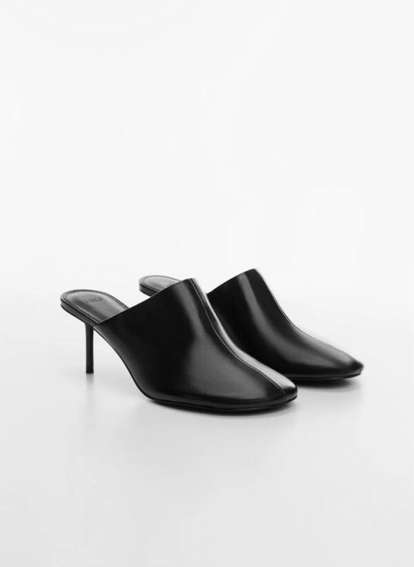 Stiletto heel leather mules