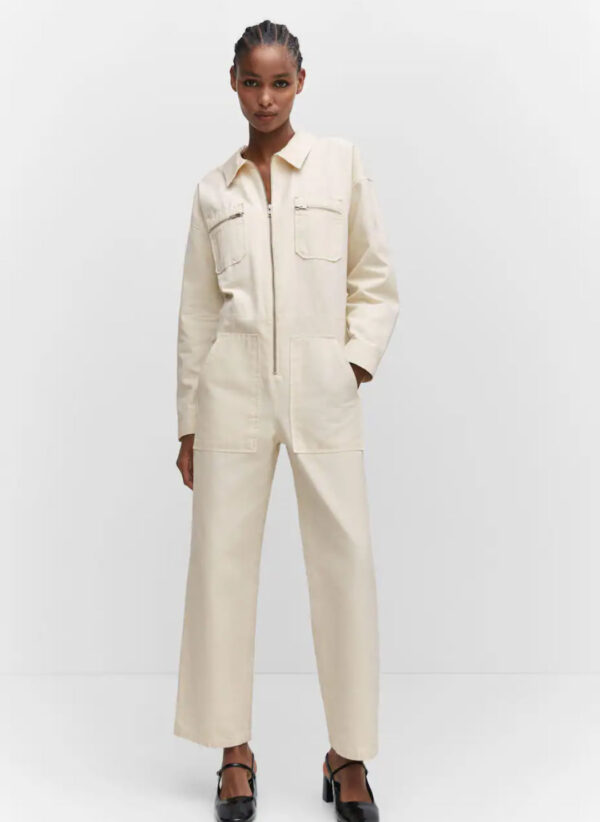 Denim zipper jumpsuit